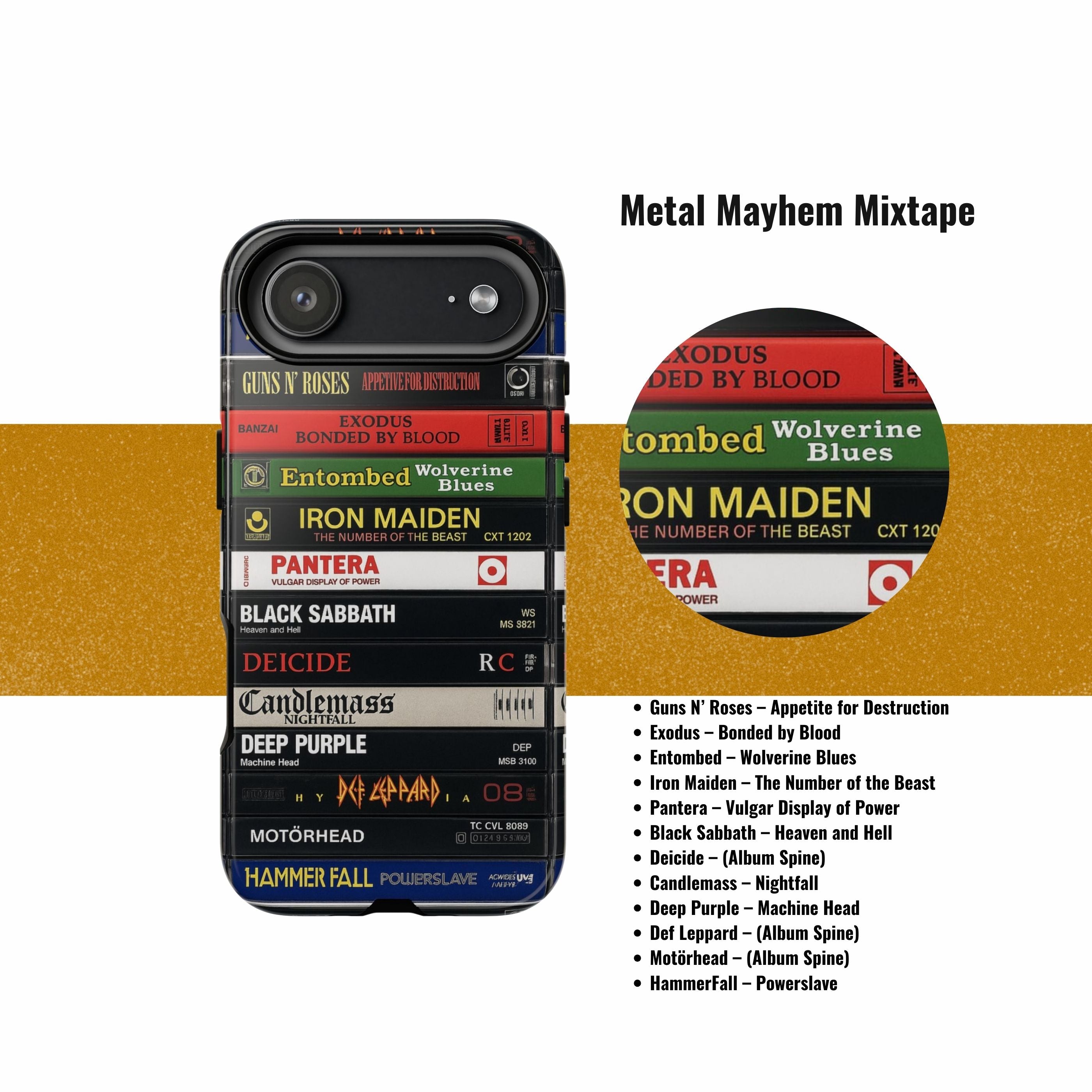 Genre Mix Cassette Phone Case – Rock, Hip-Hop, Grunge, Metal, R&B Stacks Throwback Cases