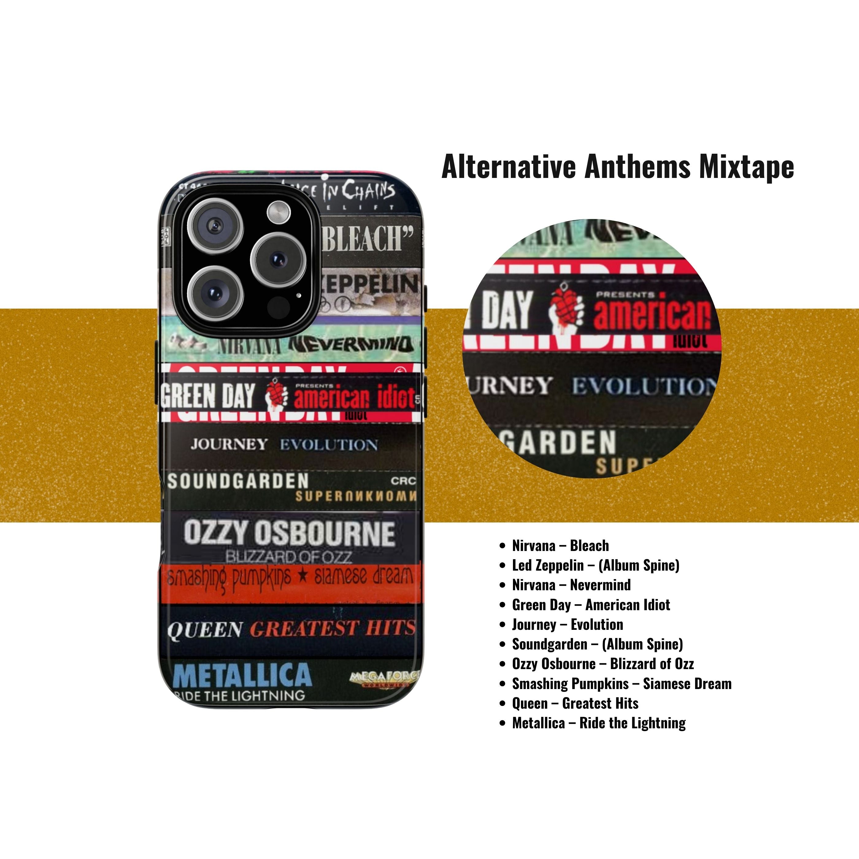Genre Mix Cassette Phone Case – Rock, Hip-Hop, Grunge, Metal, R&B Stacks Throwback Cases