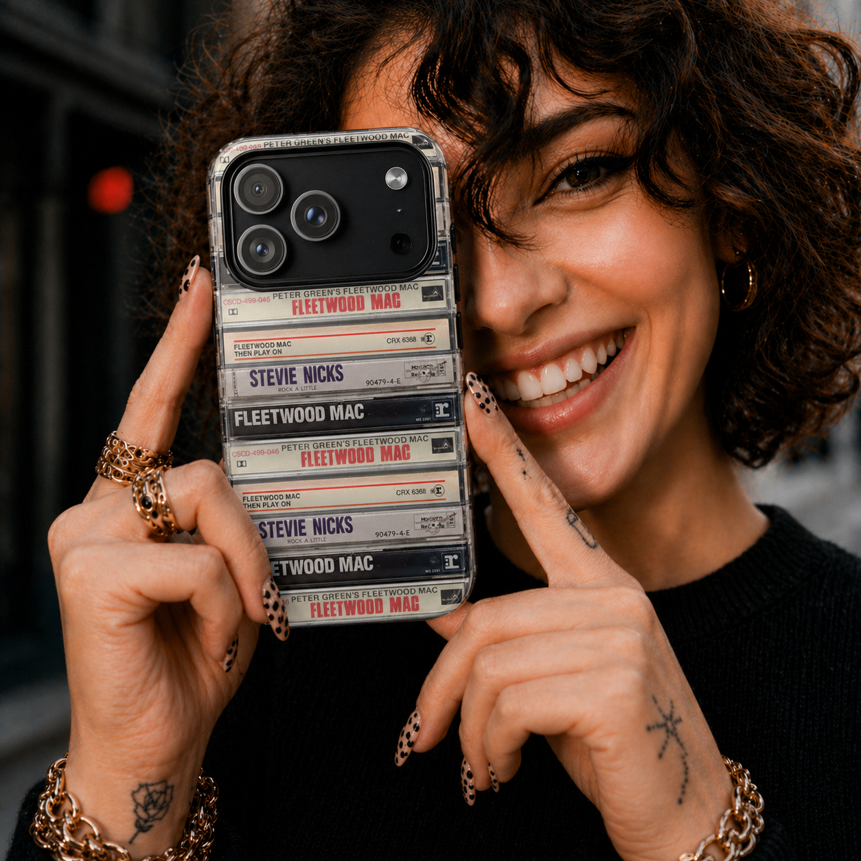 Fleetwood Mac & Stevie Nicks Cassette Stack Phone Case – Vintage Rock Aesthetic Retro Music Case