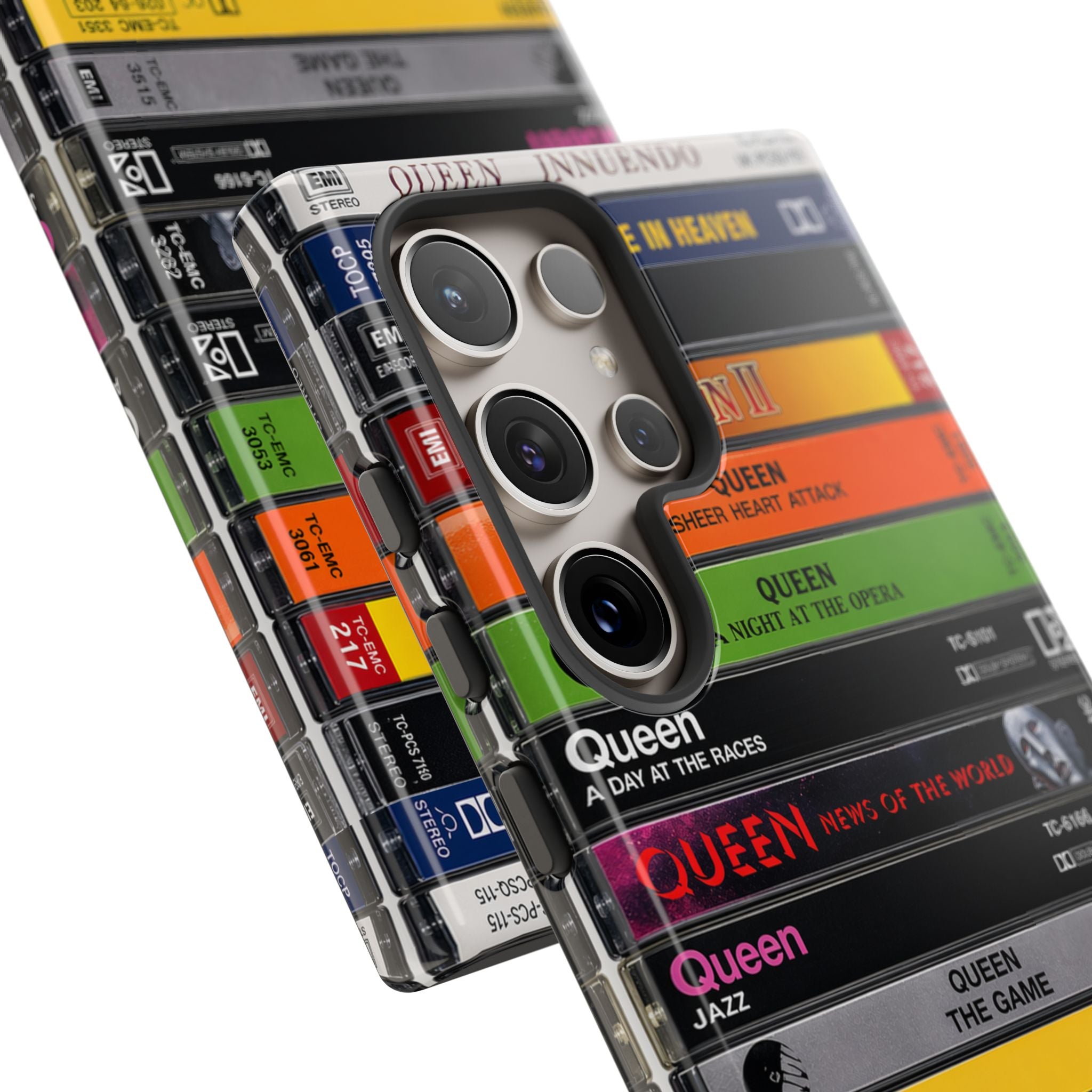 Queen Cassette Stack Phone Case – Vintage Freddie Mercury Album Collection Case | Retro Rock iPhone, Samsung & Pixel Case