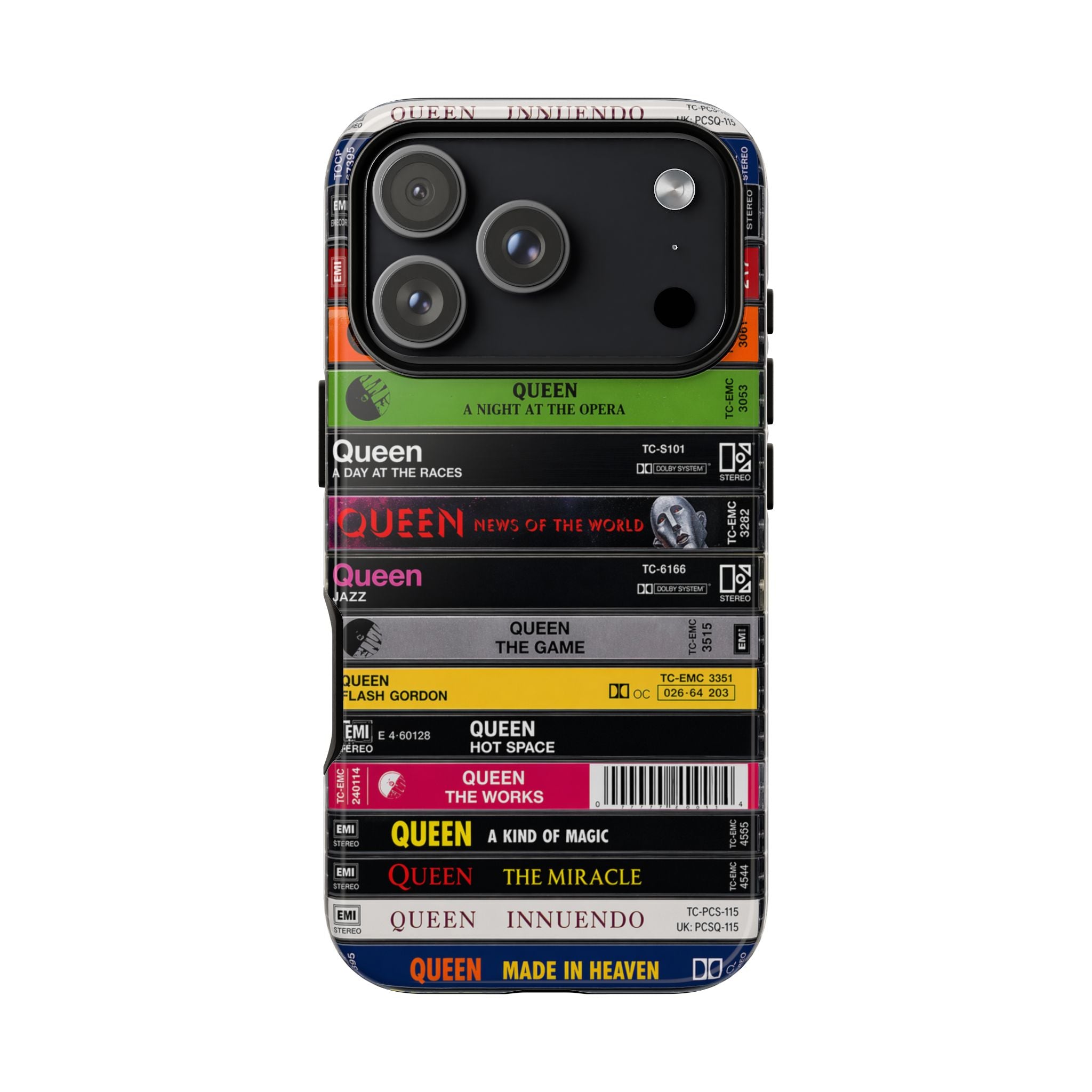 Queen Cassette Stack Phone Case – Vintage Freddie Mercury Album Collection Case | Retro Rock iPhone, Samsung & Pixel Case