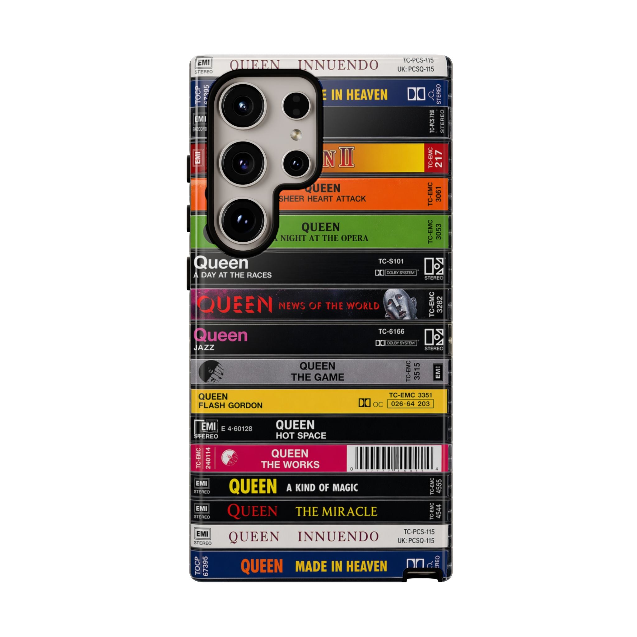 Queen Cassette Stack Phone Case – Vintage Freddie Mercury Album Collection Case | Retro Rock iPhone, Samsung & Pixel Case