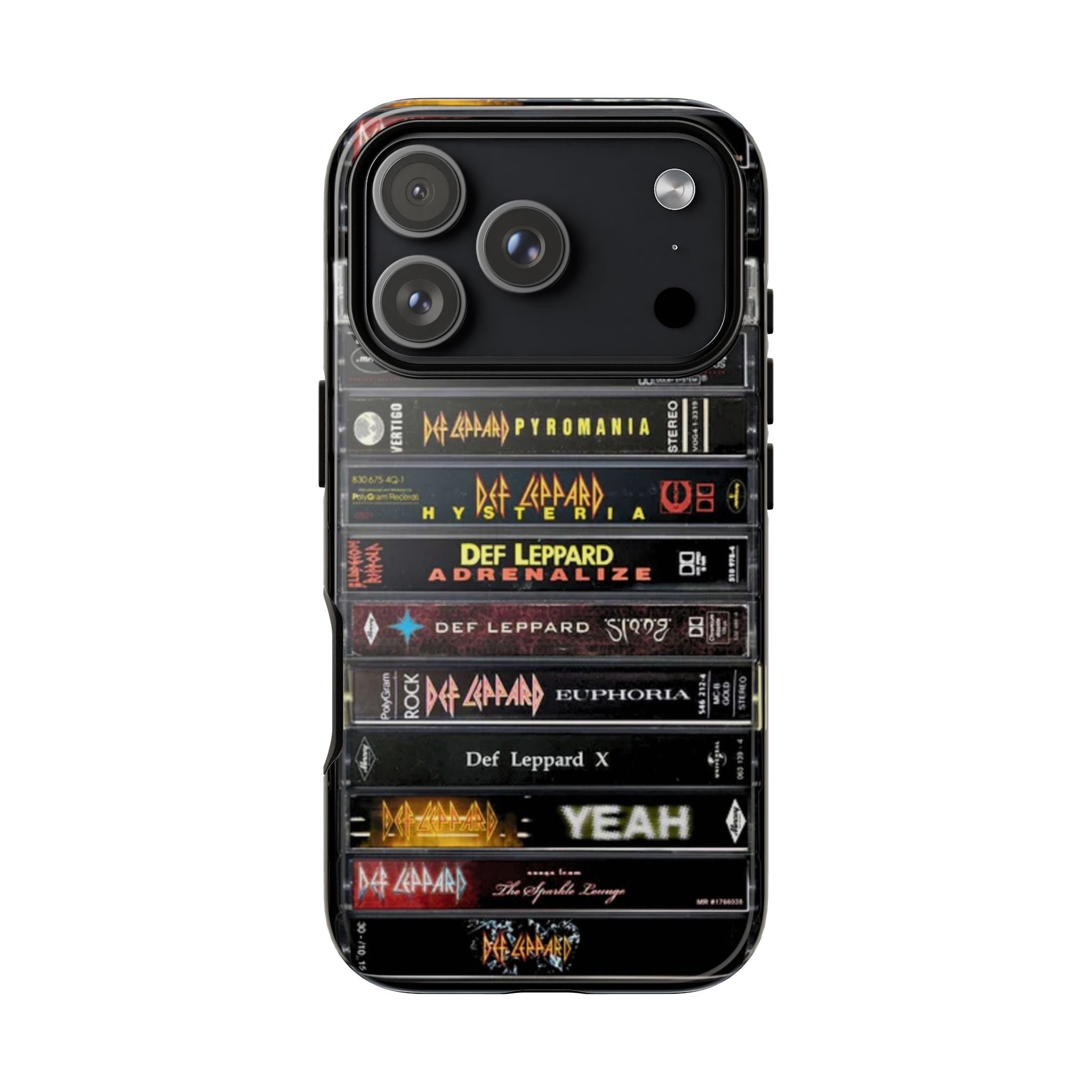 Def Leppard Cassette Stack Phone Case – Vintage 80s Hair Metal Retro Rock Case