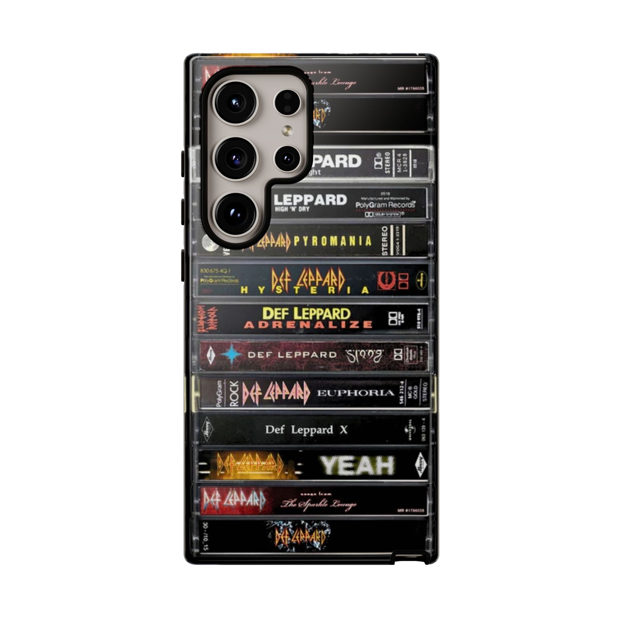Def Leppard Cassette Stack Phone Case – Vintage 80s Hair Metal Retro Rock Case