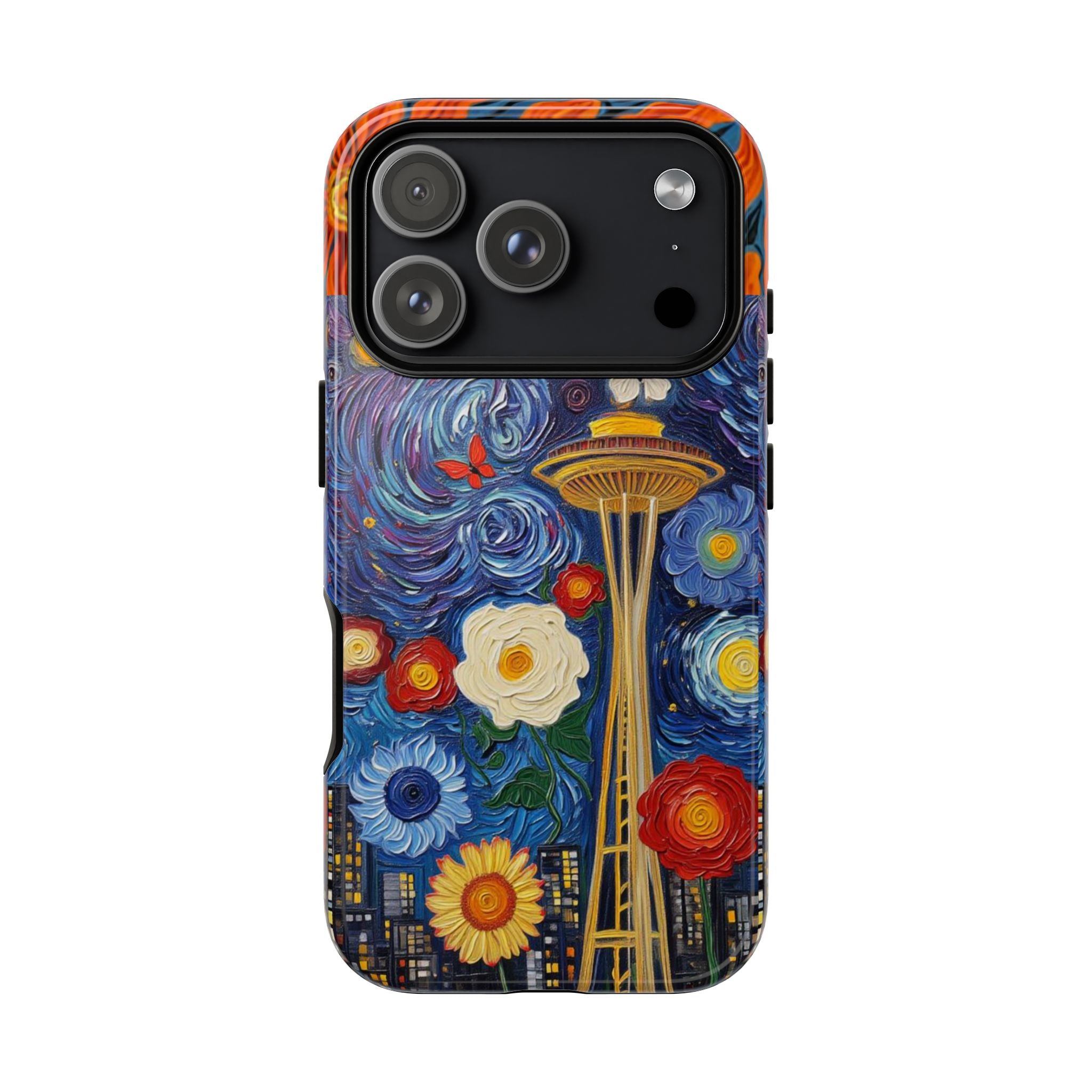 Seattle Starry Bloom Phone Case – Space Needle Floral Art Protective Case | Seattle Aesthetic Cover