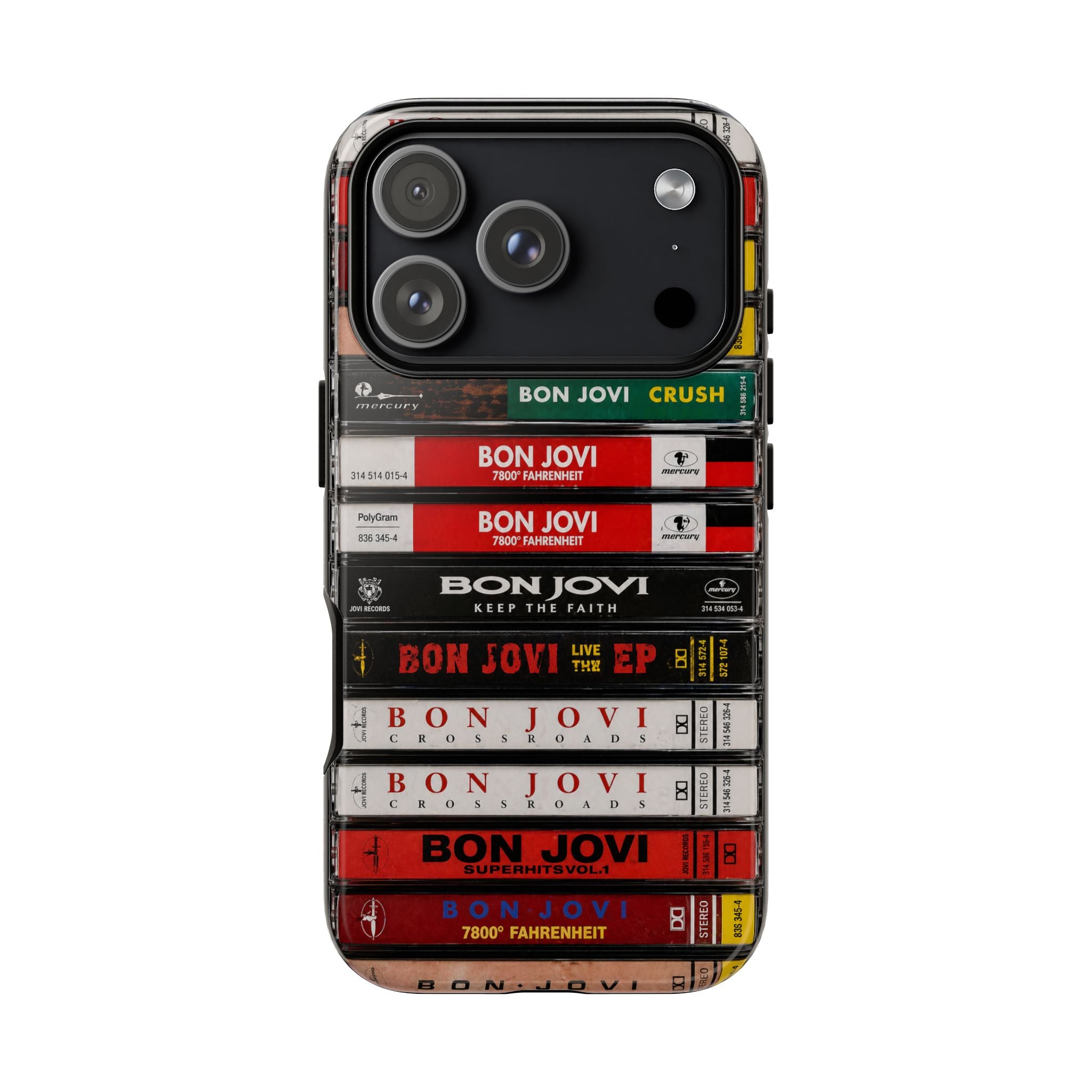 Livin’ On Tape Bon Jovi Cassette Stack Phone Case – Retro Rock Protective Case