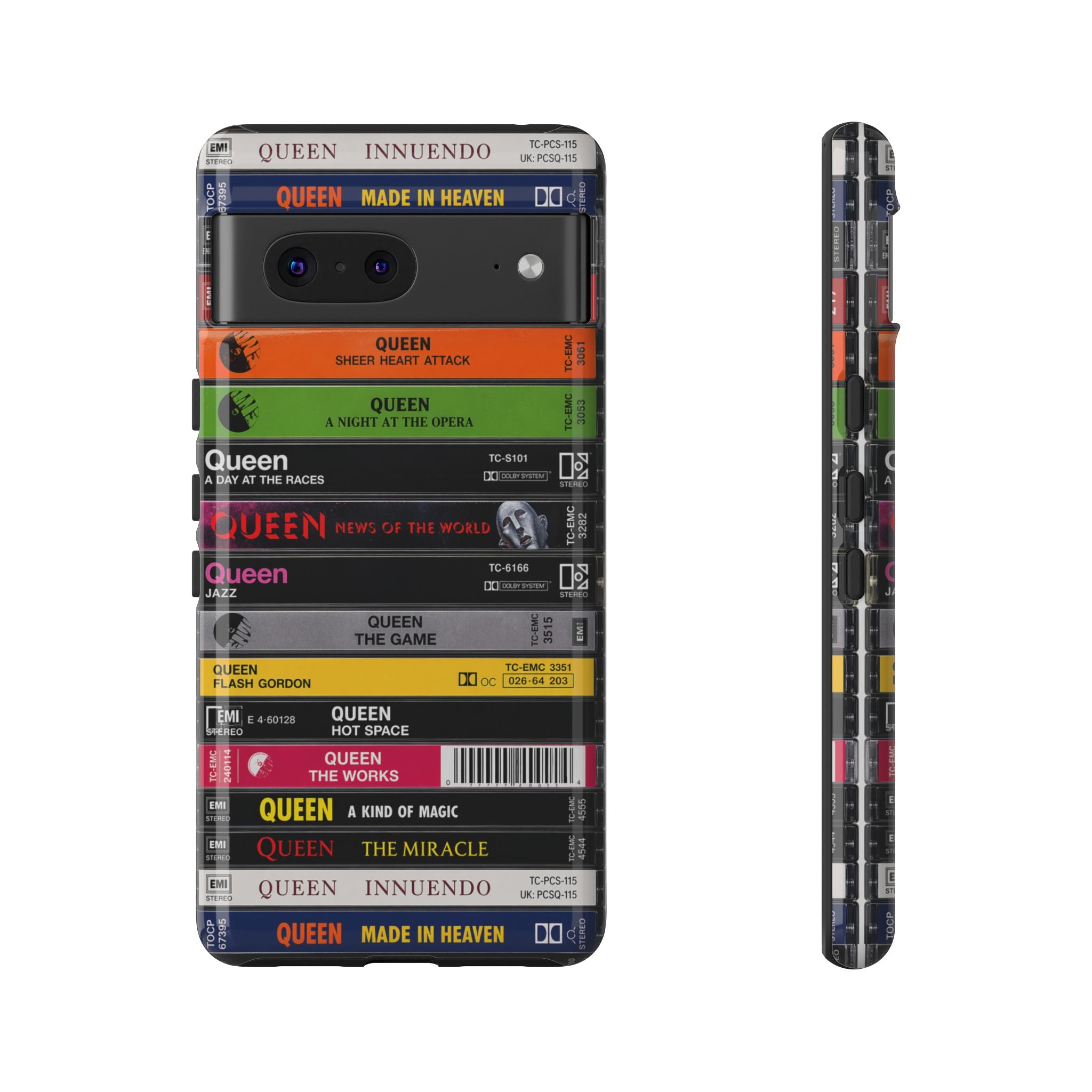 Queen Cassette Stack Phone Case – Vintage Freddie Mercury Album Collection Case | Retro Rock iPhone, Samsung & Pixel Case