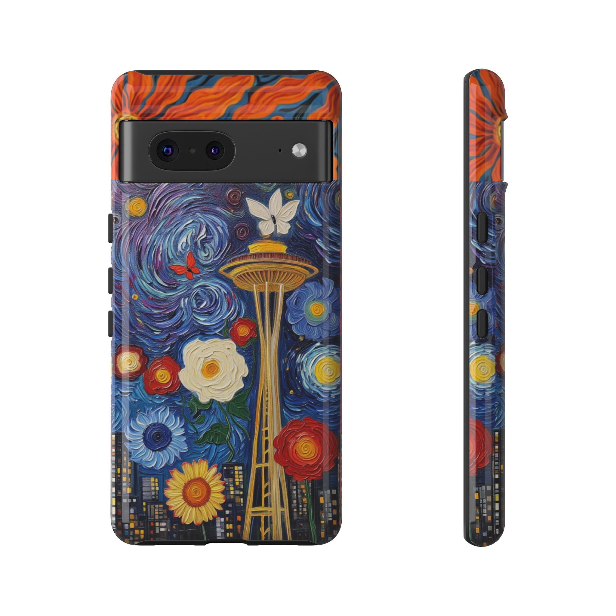 Seattle Starry Bloom Phone Case – Space Needle Floral Art Protective Case | Seattle Aesthetic Cover
