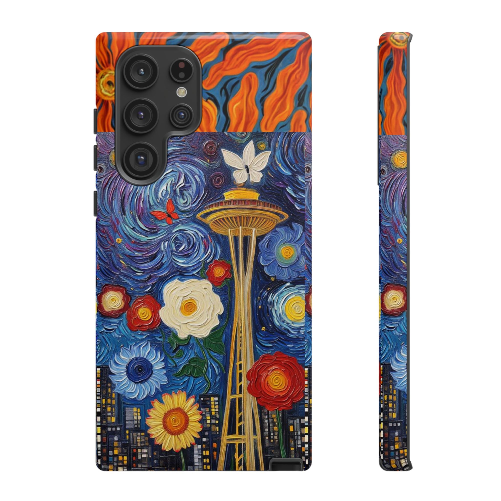 Seattle Starry Bloom Phone Case – Space Needle Floral Art Protective Case | Seattle Aesthetic Cover