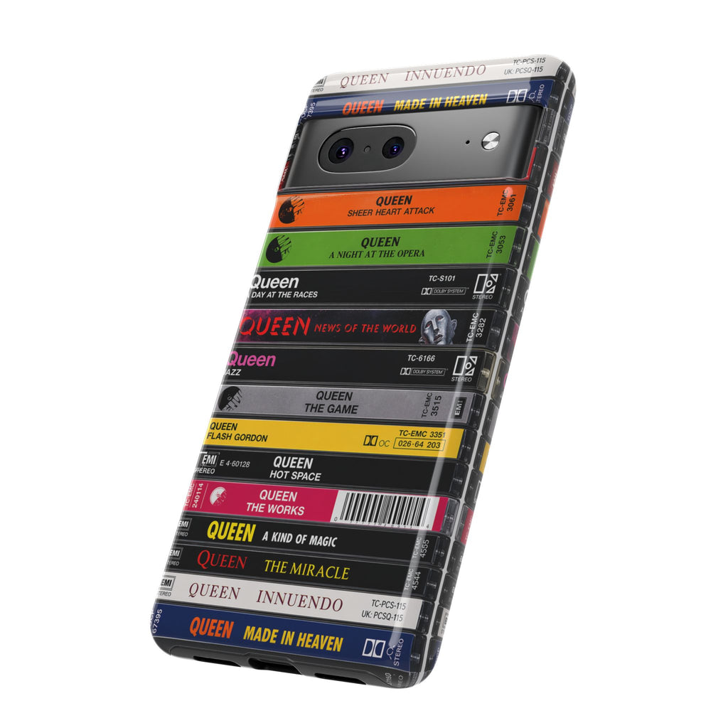 Queen Cassette Stack Phone Case – Vintage Freddie Mercury Album Collection Case | Retro Rock iPhone, Samsung & Pixel Case