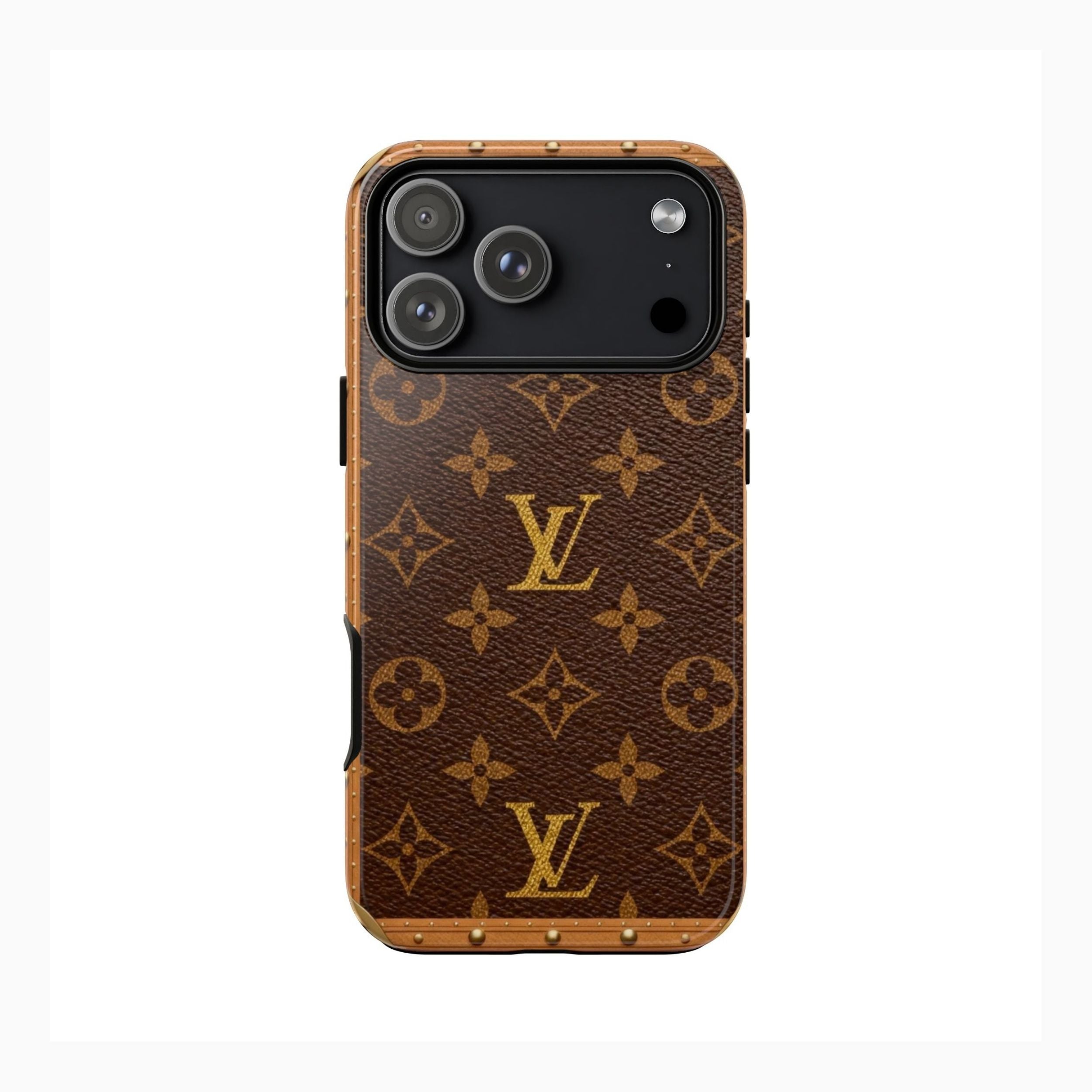 Luxury Monogram Leather Style Phone Case – Designer Inspired Brown