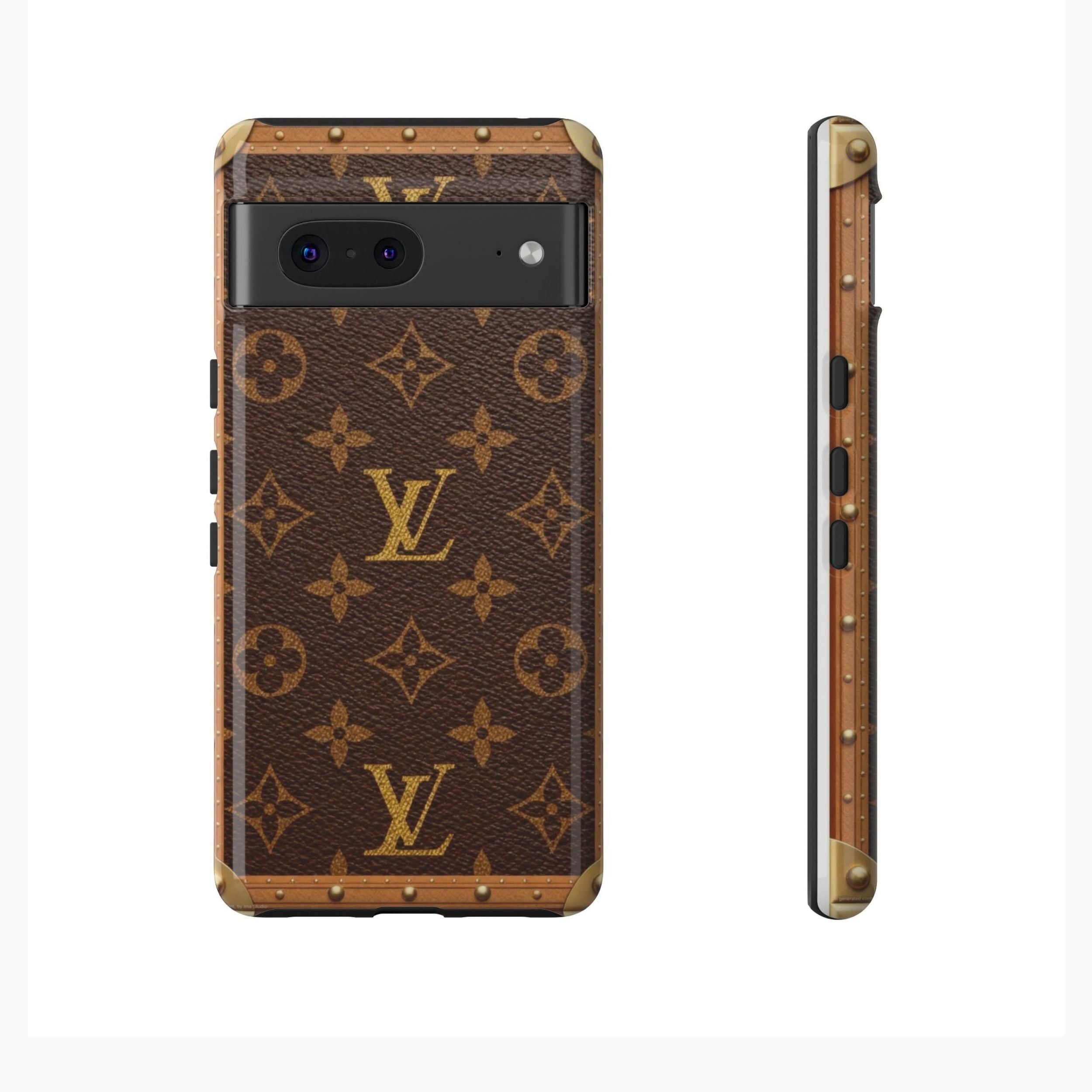 Luxury Monogram Leather Style Phone Case – Designer Inspired Brown