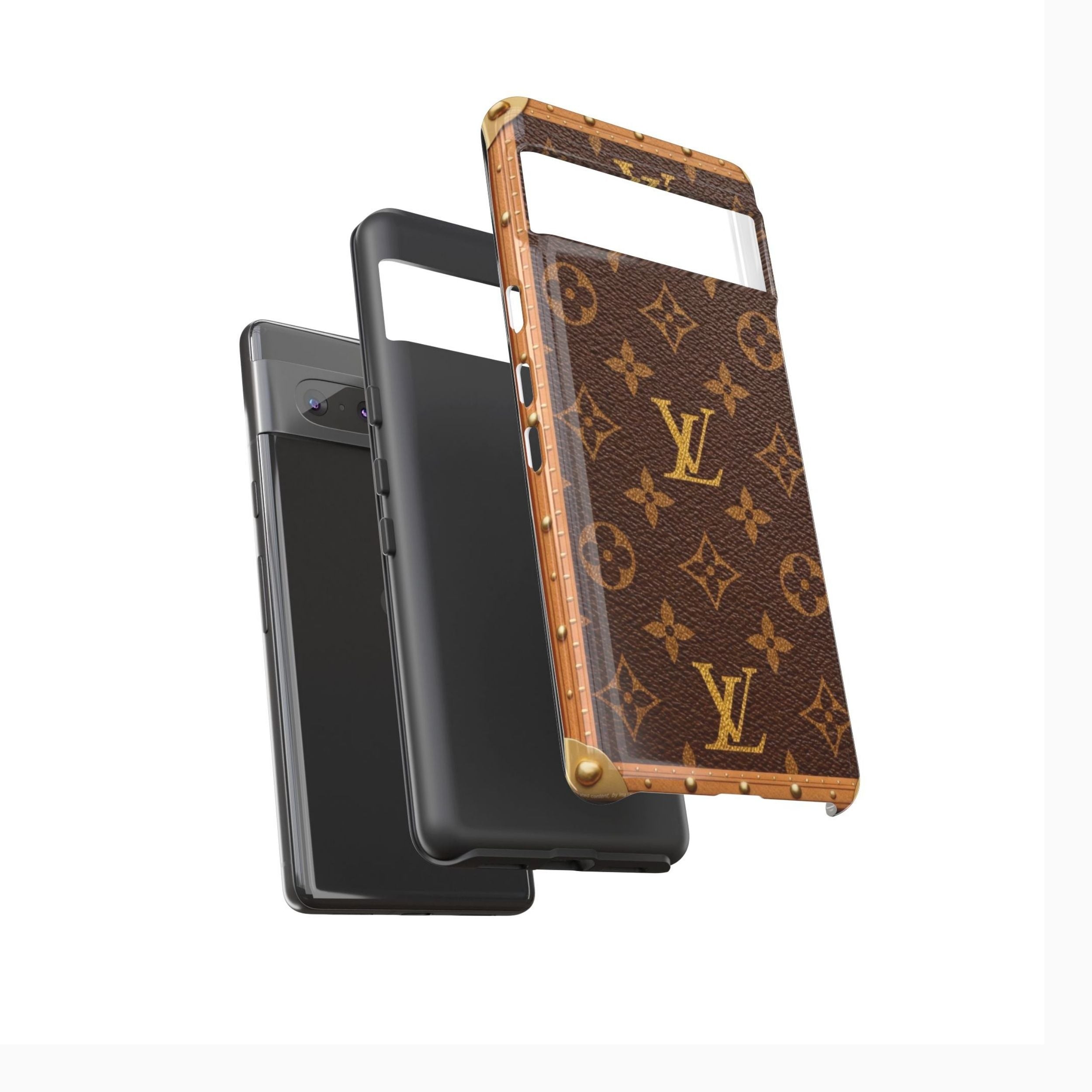 Luxury Monogram Leather Style Phone Case – Designer Inspired Brown