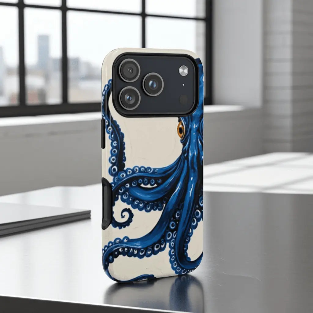 Classic Blue Octopus Portrait - Throwbackcases
