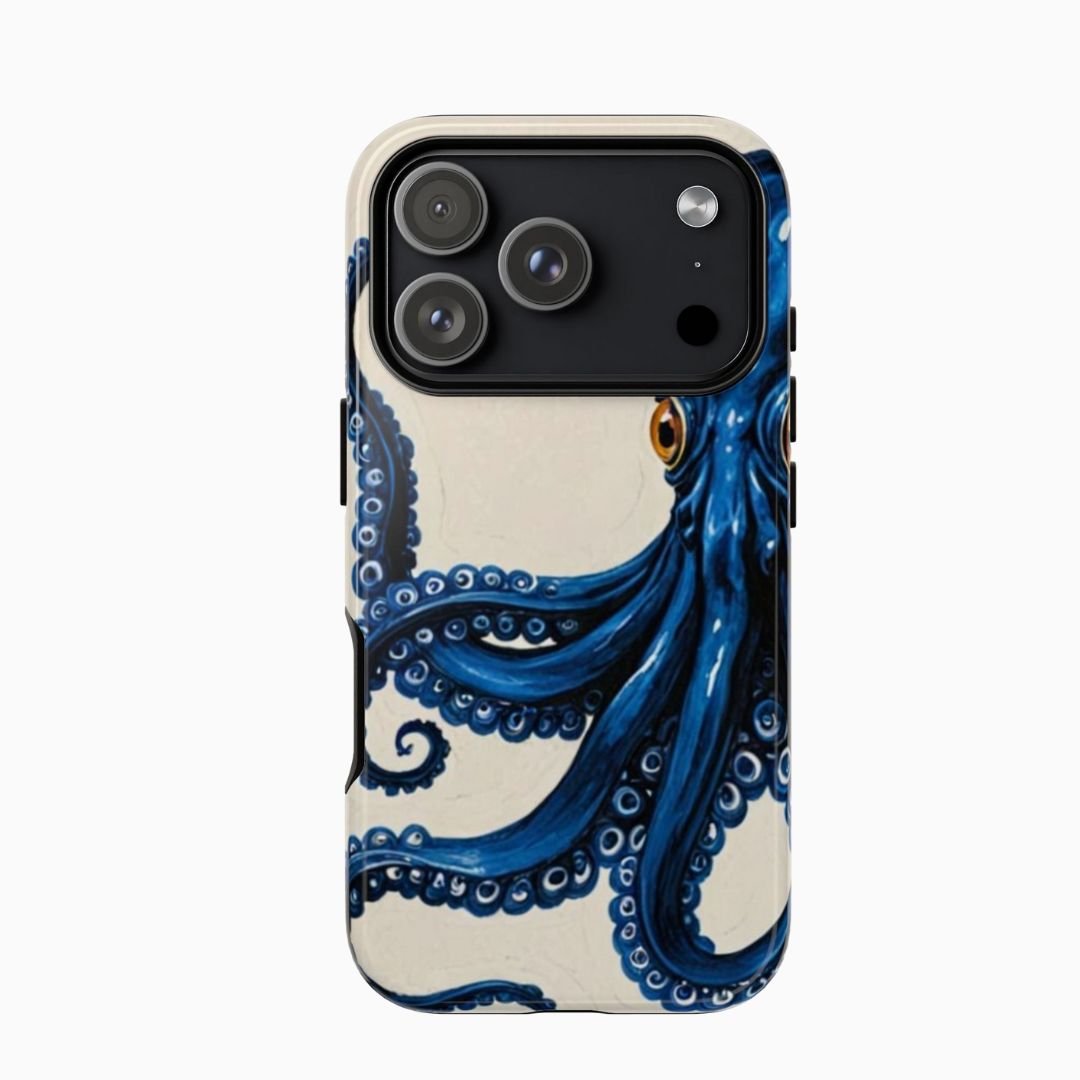 Classic Blue Octopus Portrait - Throwbackcases