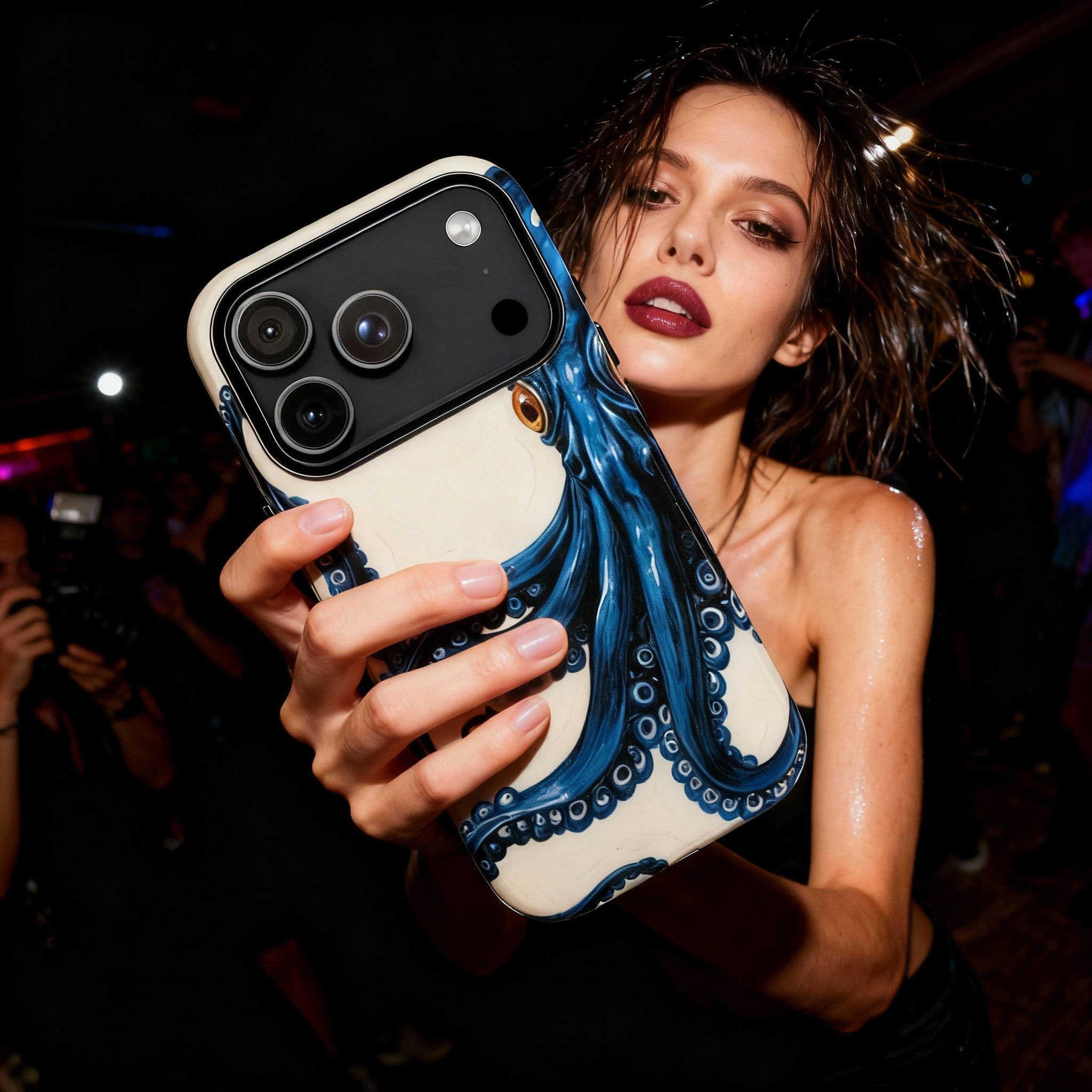 Classic Blue Octopus Portrait - Throwbackcases