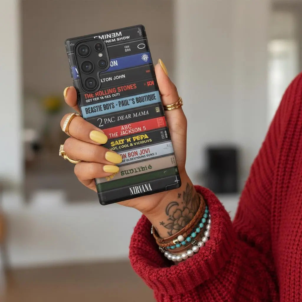 Custom Throwback Case – Build Your Own cassette tape or VHS stack - Up to 14 Titles, Songs/ Movies/ Artists - Throwbackcases