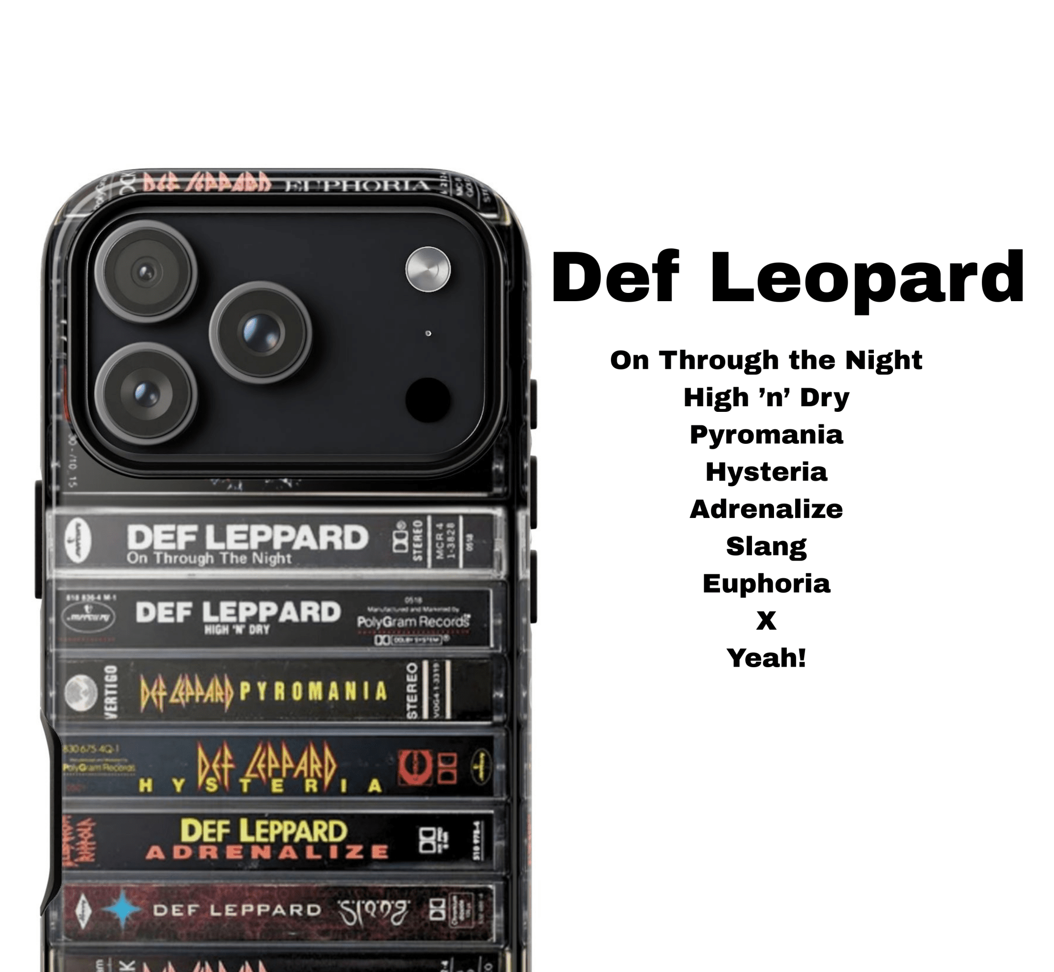 Def Leppard Mixtape Phone Case – Classic Album Stack - Throwbackcases