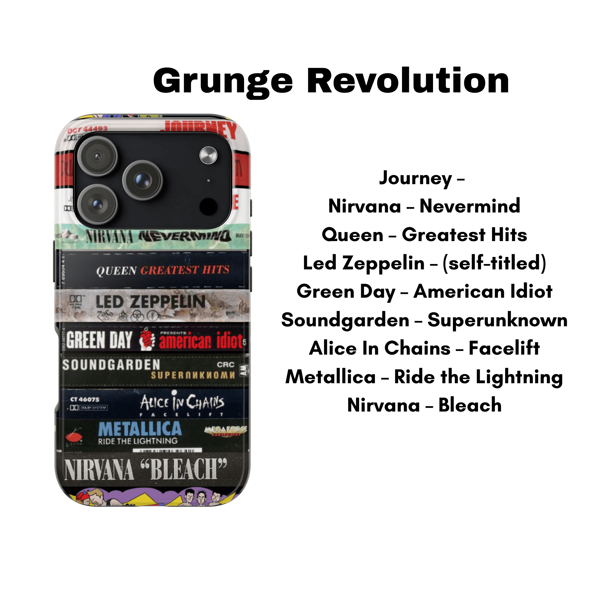 Grunge Revolution: 90s Alternative Rock Cassette Phone Case - Throwbackcases
