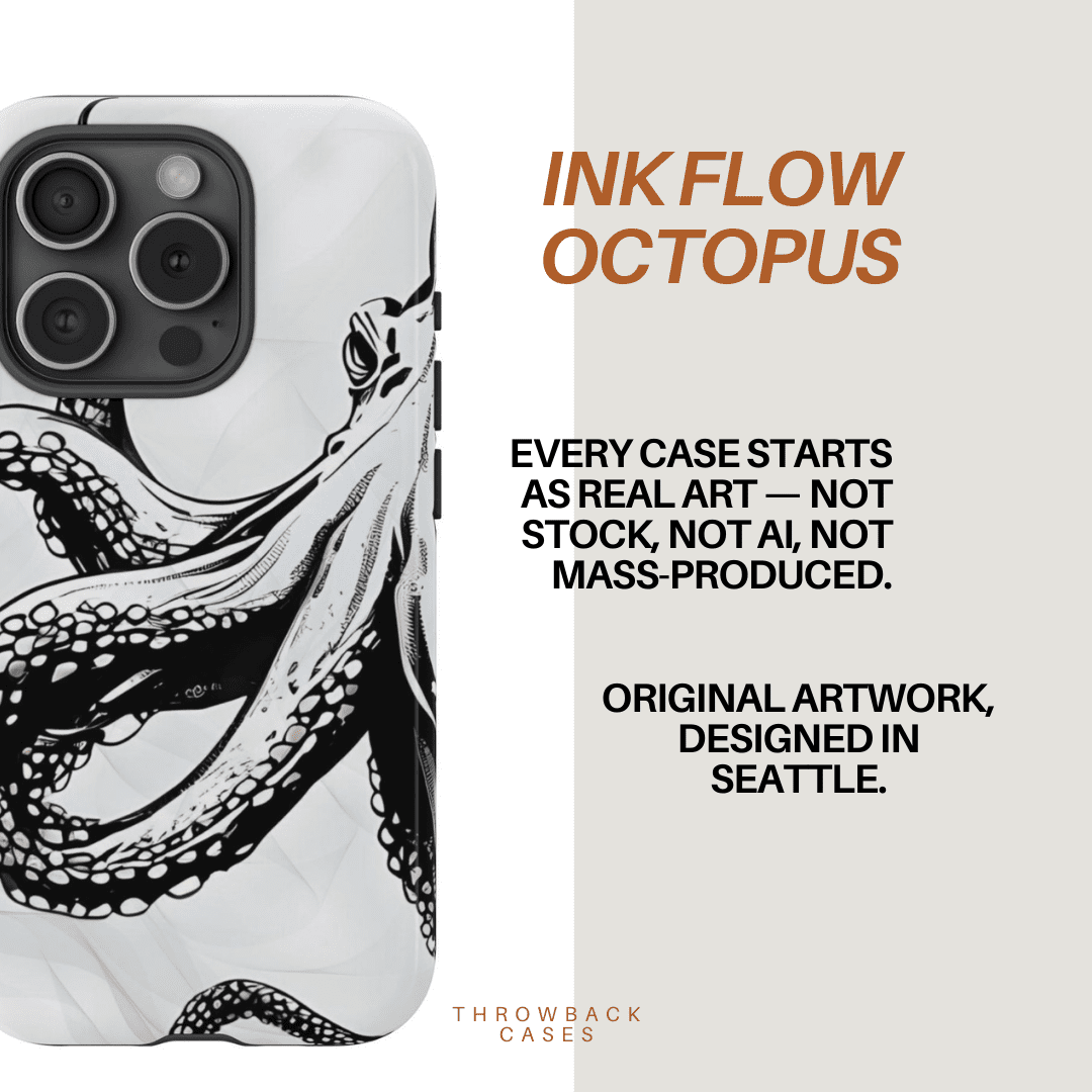Ink Flow Octopus Line Art - Throwbackcases