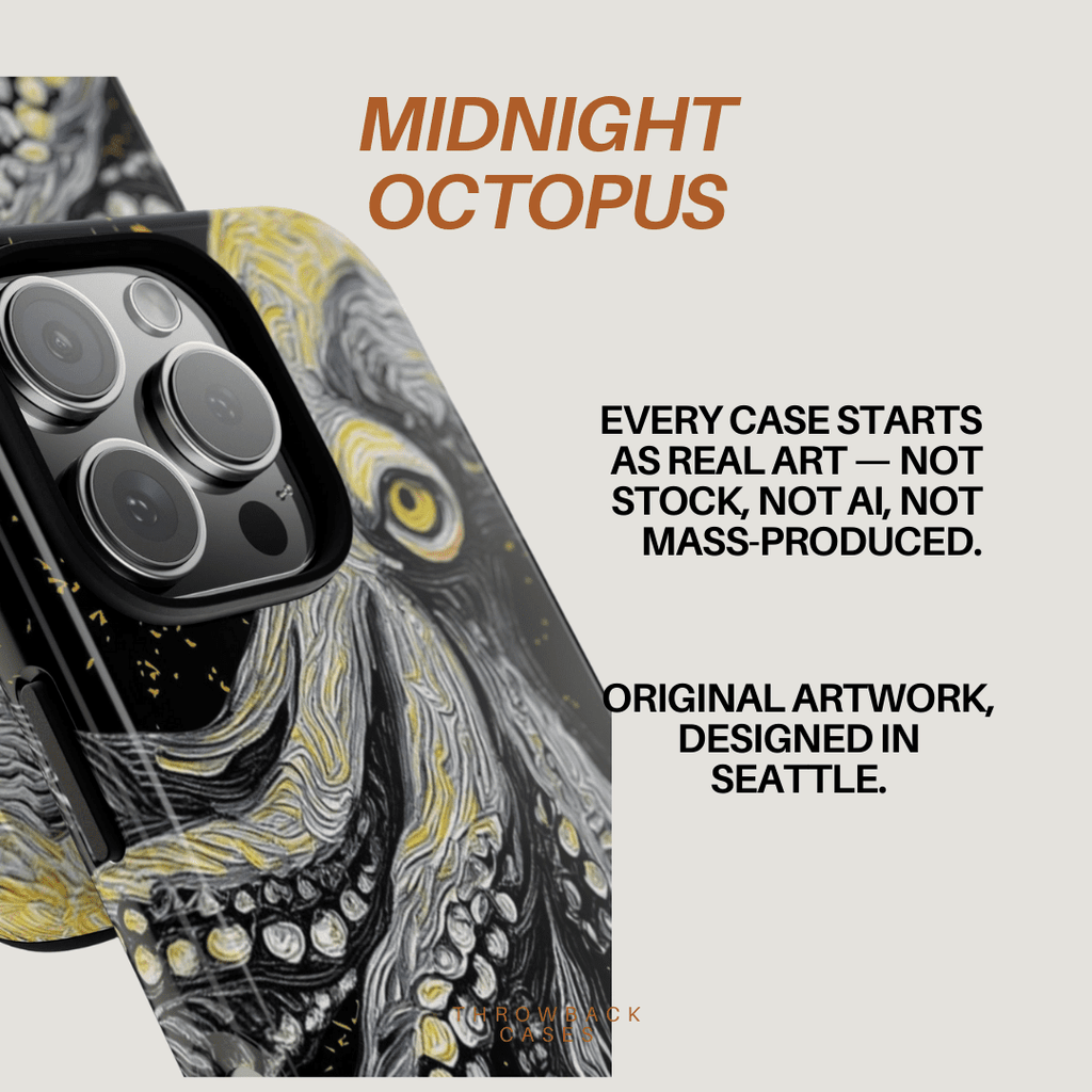 Midnight Octopus with Gold Accents - Throwbackcases