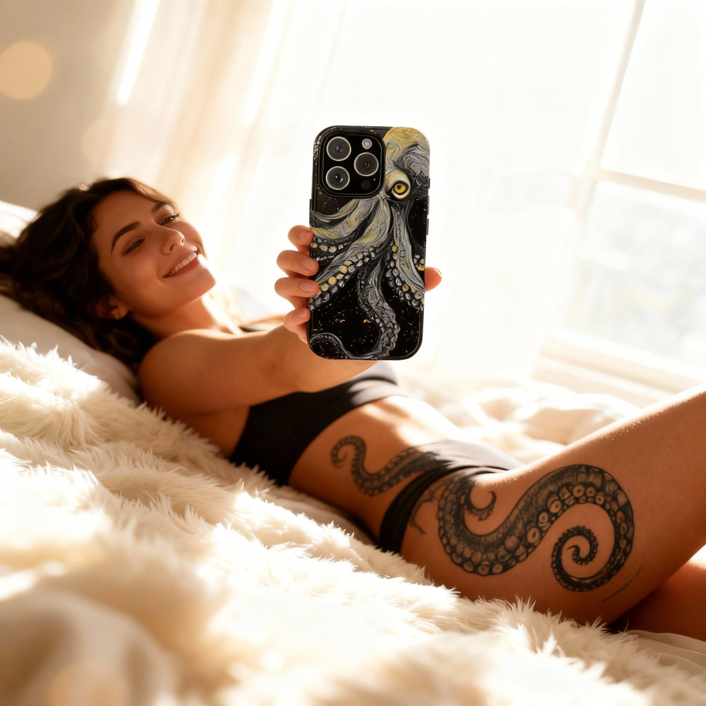 Midnight Octopus with Gold Accents - Throwbackcases