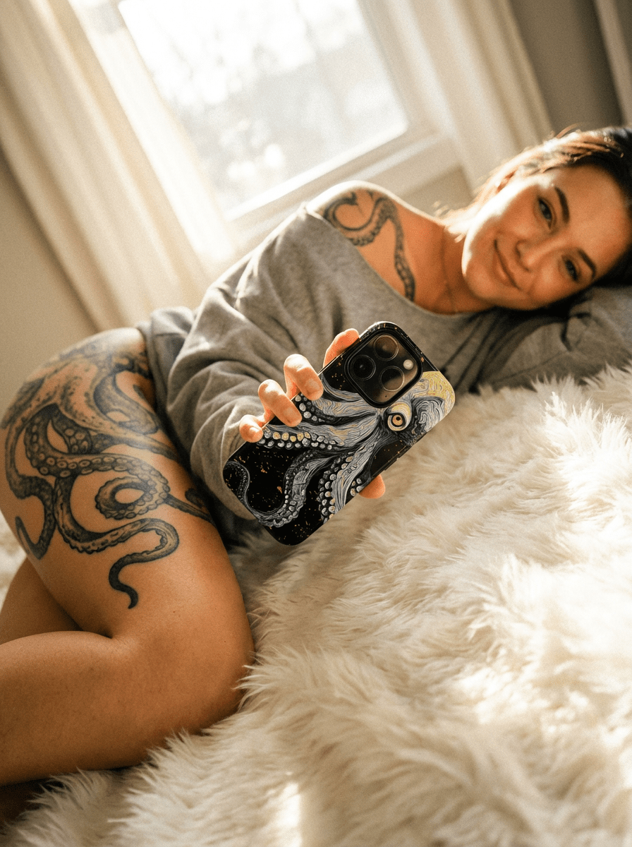 Midnight Octopus with Gold Accents - Throwbackcases