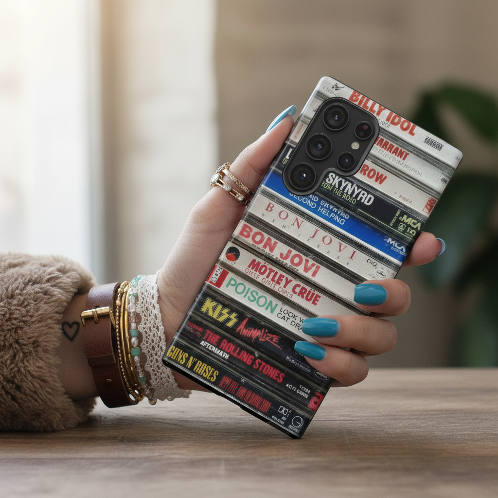 Genre Mix Cassette Phone Case – Rock, Hip-Hop, Grunge, Metal, R&B Stacks Throwback Cases