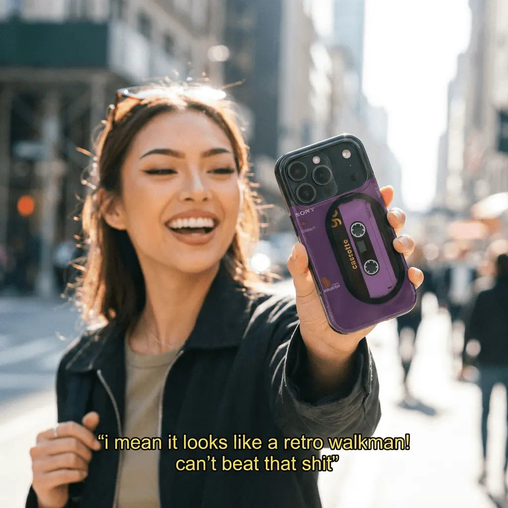 Purple Sony Walkman Cassette Phone Case - Retro 80s Design - Throwbackcases