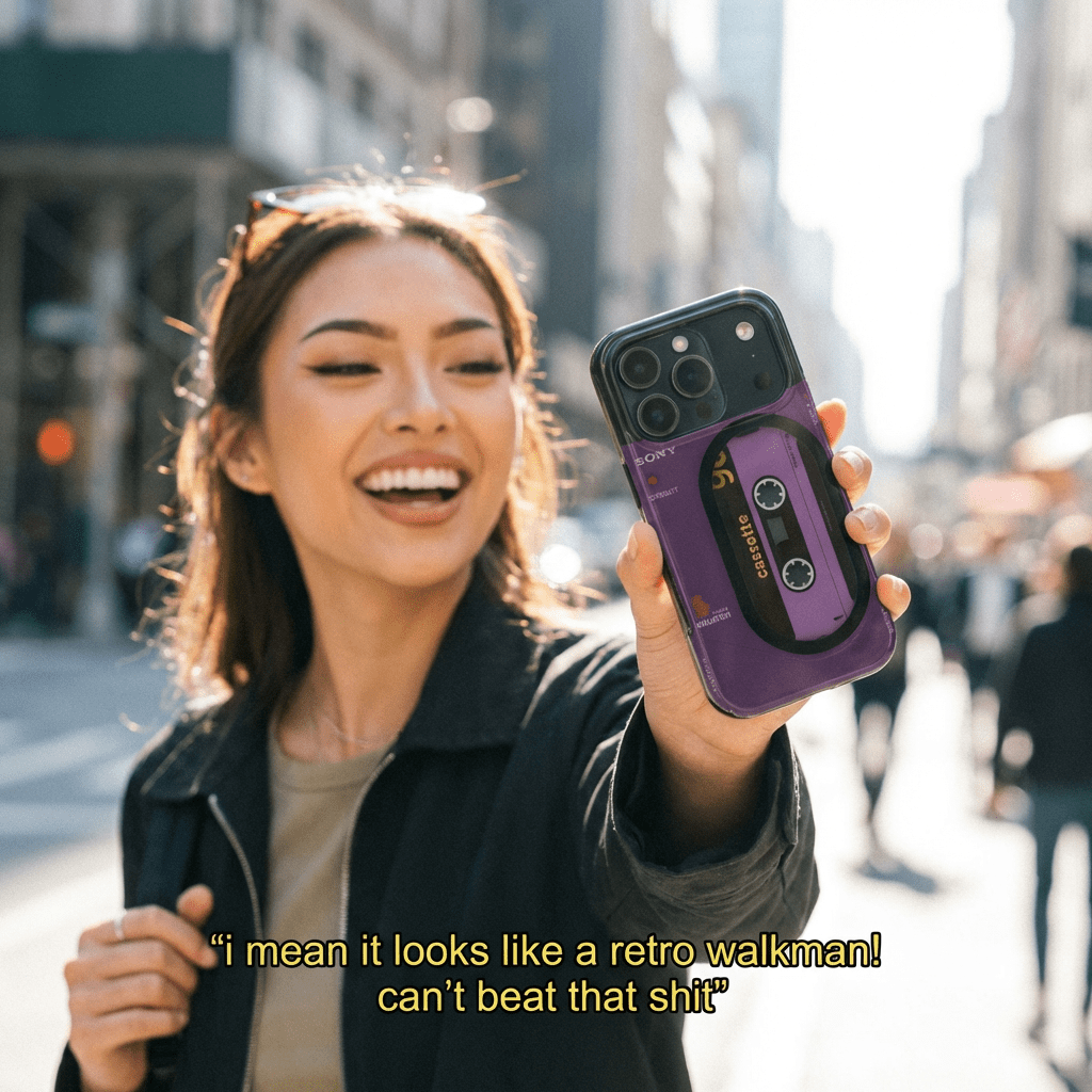 Purple Sony Walkman Cassette Phone Case - Retro 80s Design - Throwbackcases