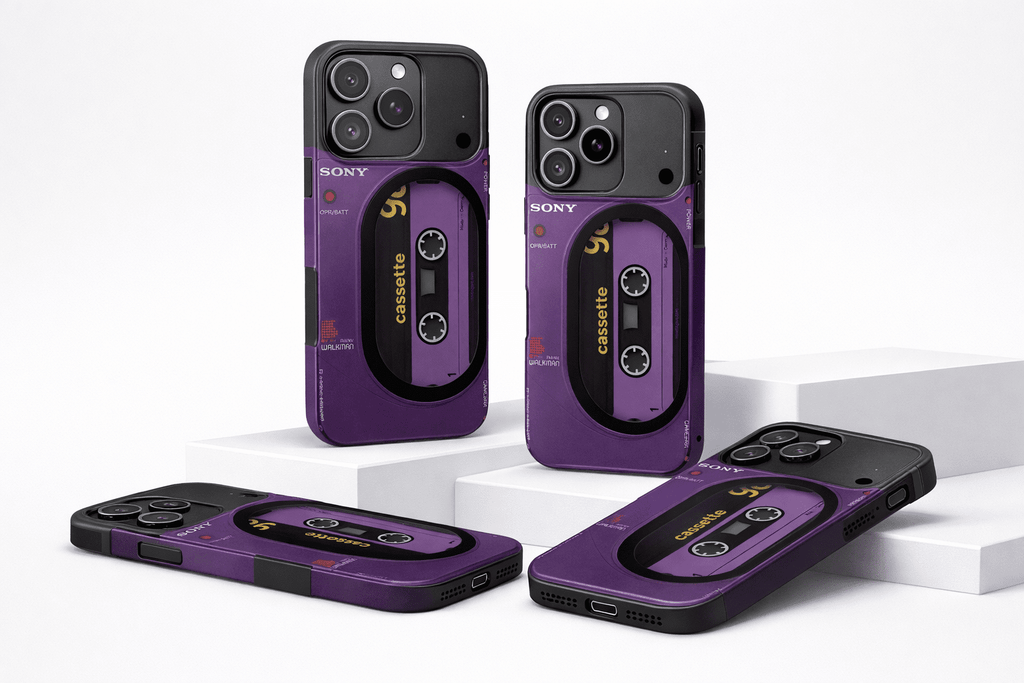 Purple Sony Walkman Cassette Phone Case - Retro 80s Design - Throwbackcases