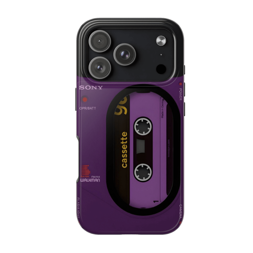 Purple Sony Walkman Cassette Phone Case - Retro 80s Design - Throwbackcases