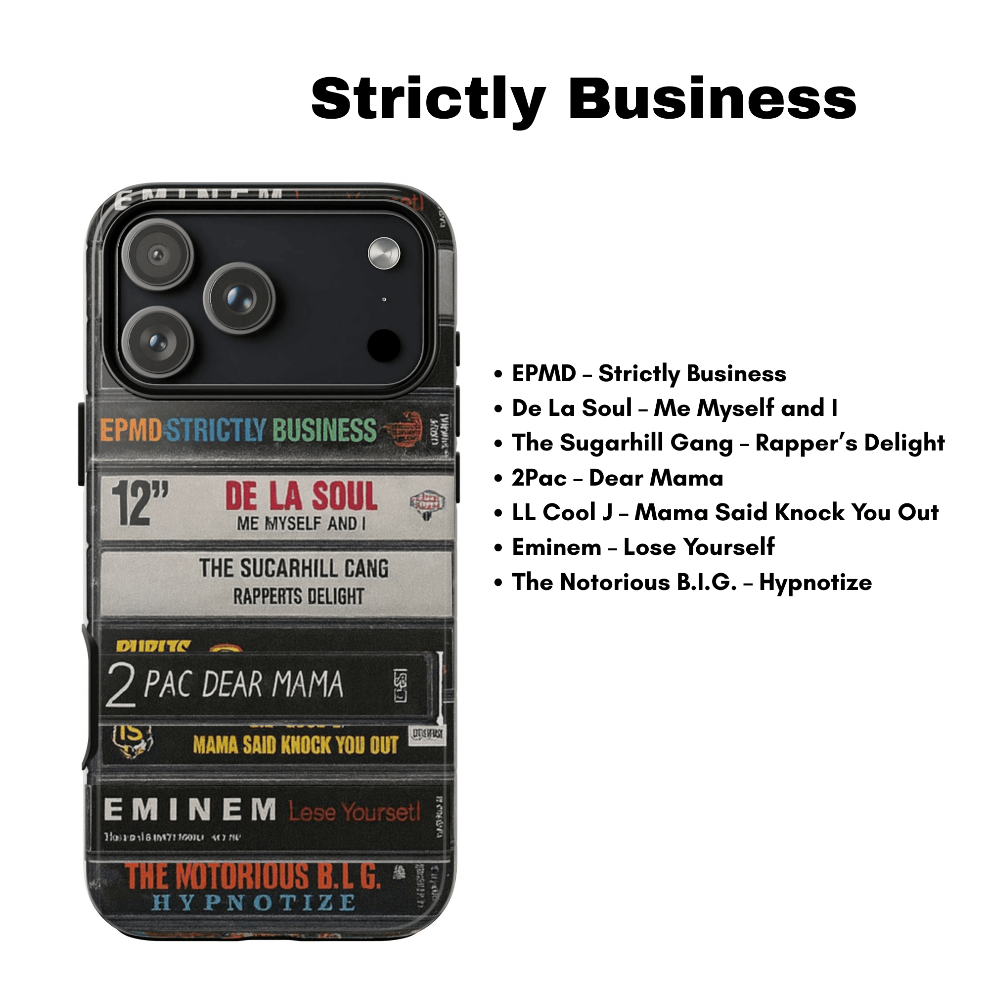 Strictly Business: Classic Hip - Hop Cassette Phone Case - Throwbackcases